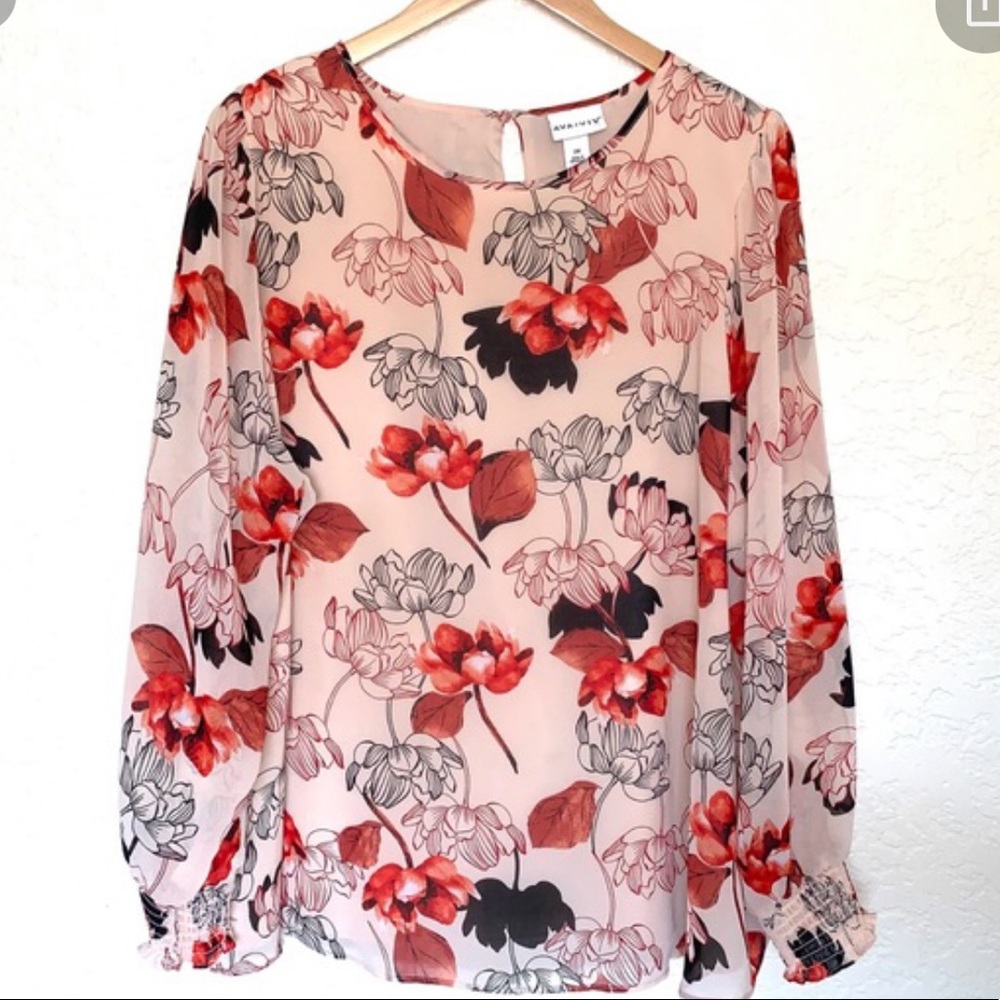 Ava and Viv pink and red floral top